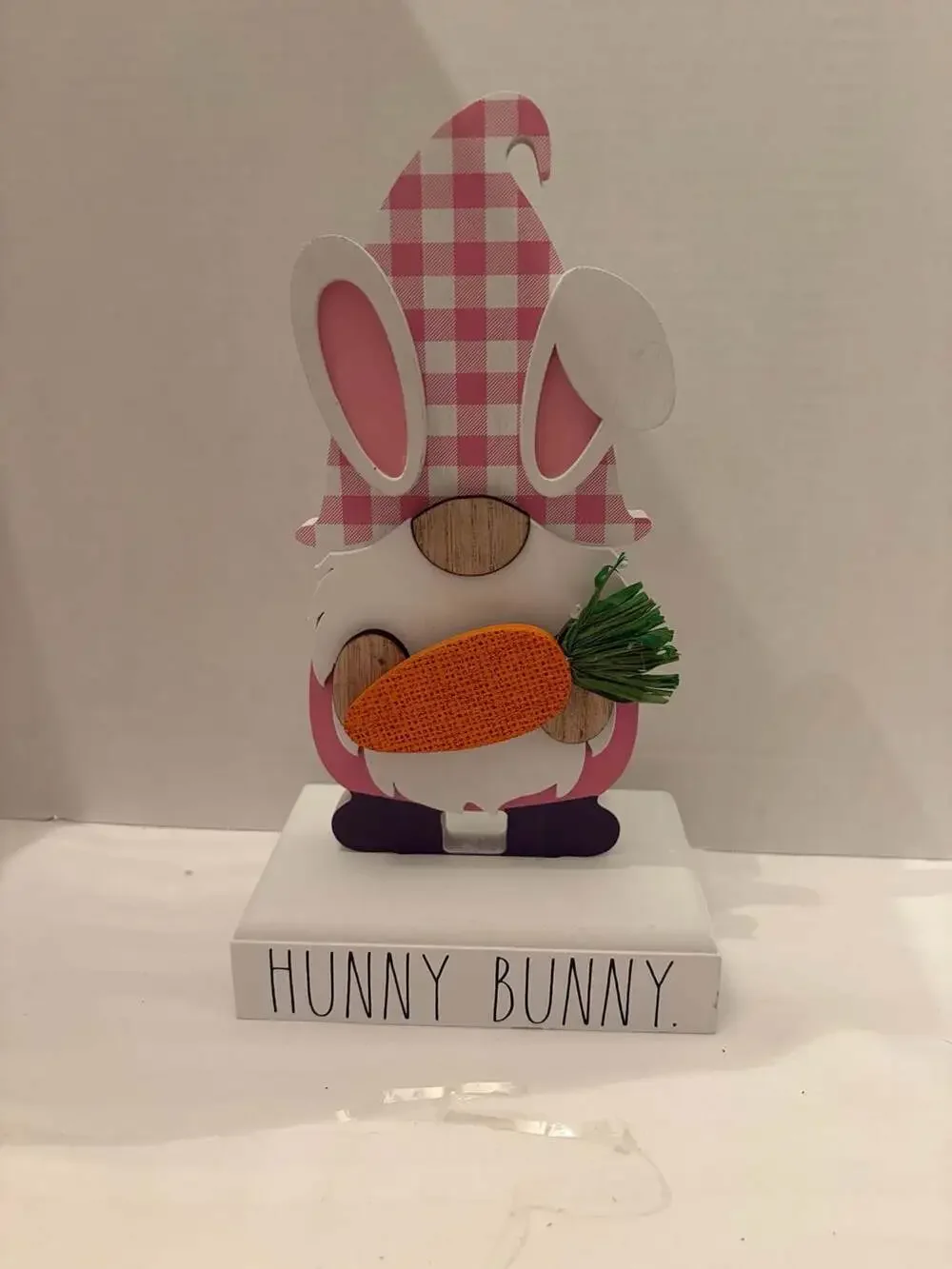 Rae Dunn by Design Styles Hunny Bunny Wooden Easter Gnome Shelf Sitter